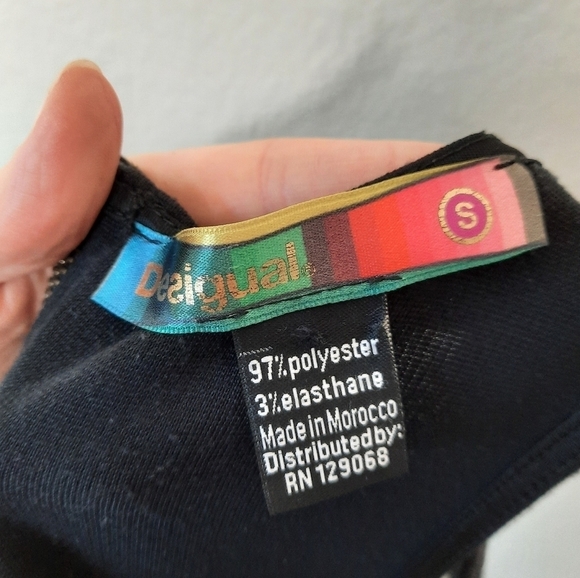 Desigual Black Geometric Print Dress S - Picture 4 of 4